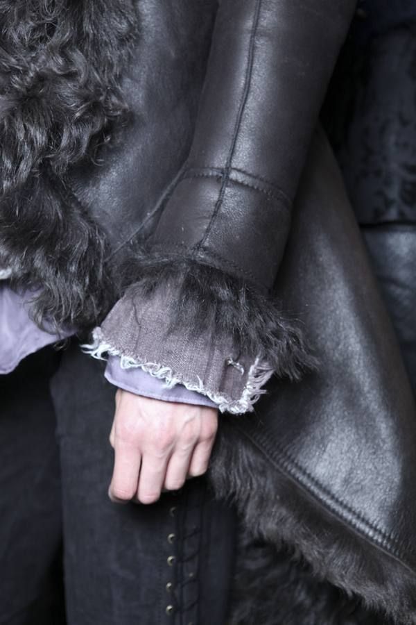 Clothing, Textile, Outerwear, Style, Fashion, Black, Leather, Natural material, Fur, Nail, 