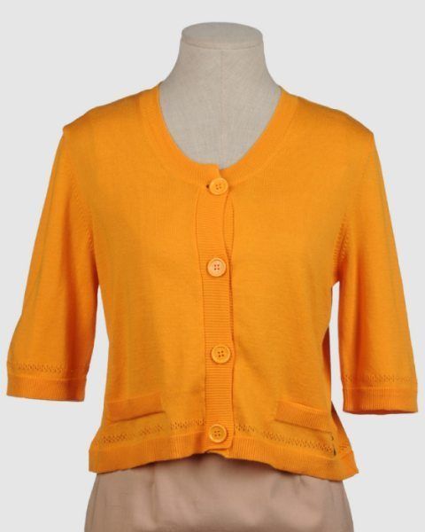 Product, Yellow, Brown, Orange, Sleeve, Textile, Collar, Outerwear, White, Pattern, 