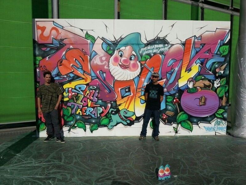 Graffiti, Mural, Art, Street art, Paint, Fictional character, Artwork, Animation, Illustration, Painting, 
