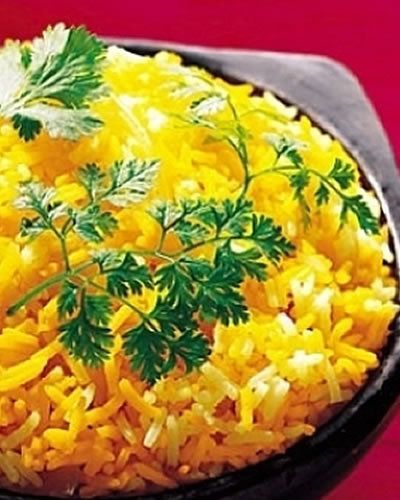 Yellow, Rice, Food, Jasmine rice, Recipe, Staple food, Basmati, Garnish, Dish, Saffron rice, 