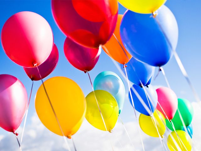 Blue, Daytime, Colorfulness, Yellow, Party supply, Balloon, Red, Pink, Light, Magenta, 