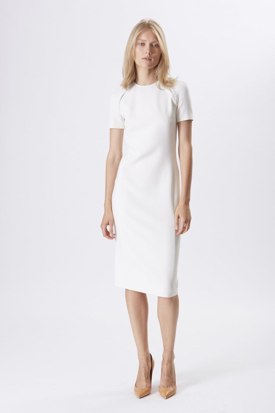 Product, Sleeve, Shoulder, Dress, Joint, Standing, White, Elbow, Style, One-piece garment, 