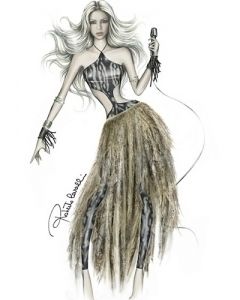 Hairstyle, Shoulder, Standing, Style, Costume design, Art, Fashion illustration, Dress, Long hair, Costume accessory, 