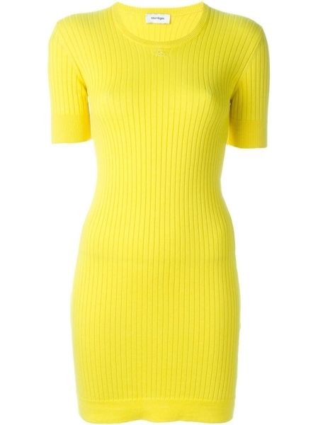 Yellow, Sleeve, Textile, Pattern, Dress, One-piece garment, Fashion, Neck, Aqua, Electric blue, 