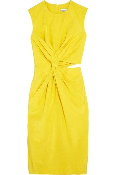 Yellow, Sleeve, Dress, Textile, One-piece garment, Pattern, Formal wear, Orange, Fashion, Day dress, 