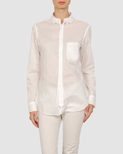 Collar, Sleeve, Shoulder, Dress shirt, Standing, Joint, White, Fashion, Beige, Pocket, 