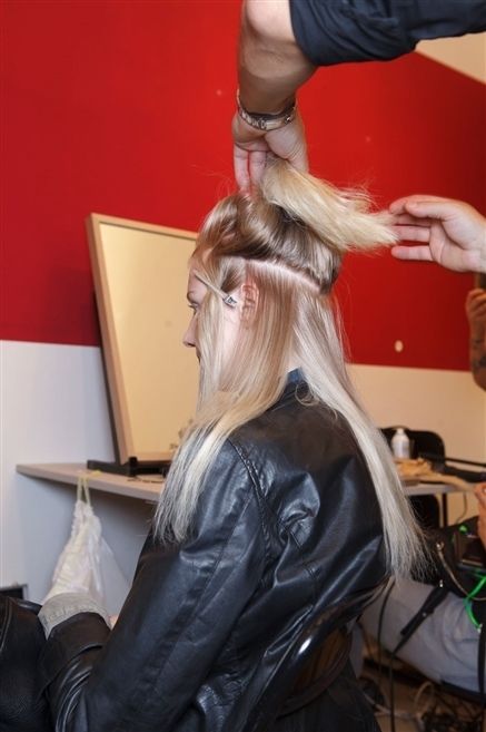 Wrist, Hairdresser, Leather, Blond, Long hair, Leather jacket, Beauty salon, Boot, Artificial hair integrations, Costume, 