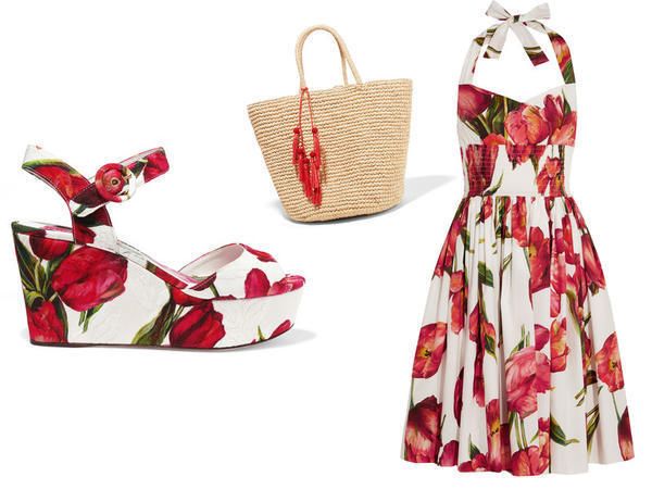 Red, Pattern, Dress, Carmine, Basket, Bag, One-piece garment, Picnic basket, Maroon, Home accessories, 