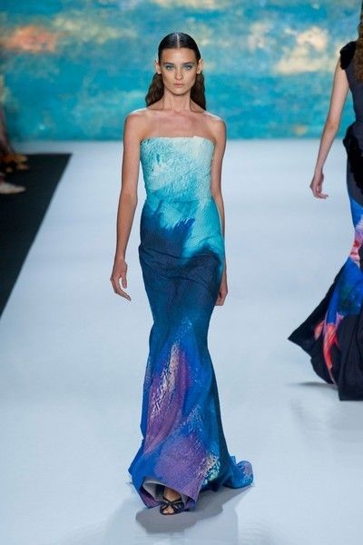 Clothing, Blue, Fashion show, Shoulder, Joint, Waist, Style, Runway, Summer, Fashion model, 