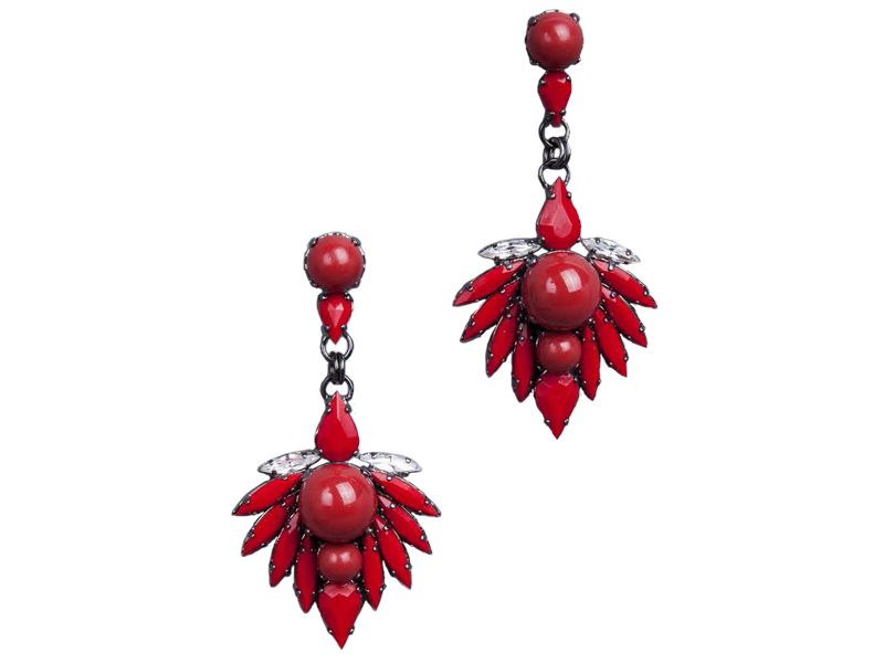Red, Carmine, Fashion accessory, Earrings, Art, Natural material, Maroon, Body jewelry, Christmas decoration, Craft, 