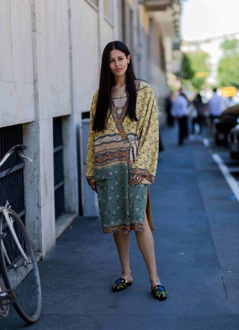 MILAN, ITALY - JUNE 20: Gilda Ambrosio wearing a boho dress outside Etro during the Milan Men's Fashion Week Spring/Summer 2017 on June 20, 2016 in Milan, Italy. (Photo by Christian Vierig/Getty Images)