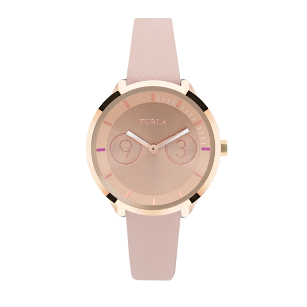 Product, Brown, Watch, White, Pink, Analog watch, Watch accessory, Peach, Font, Magenta, 
