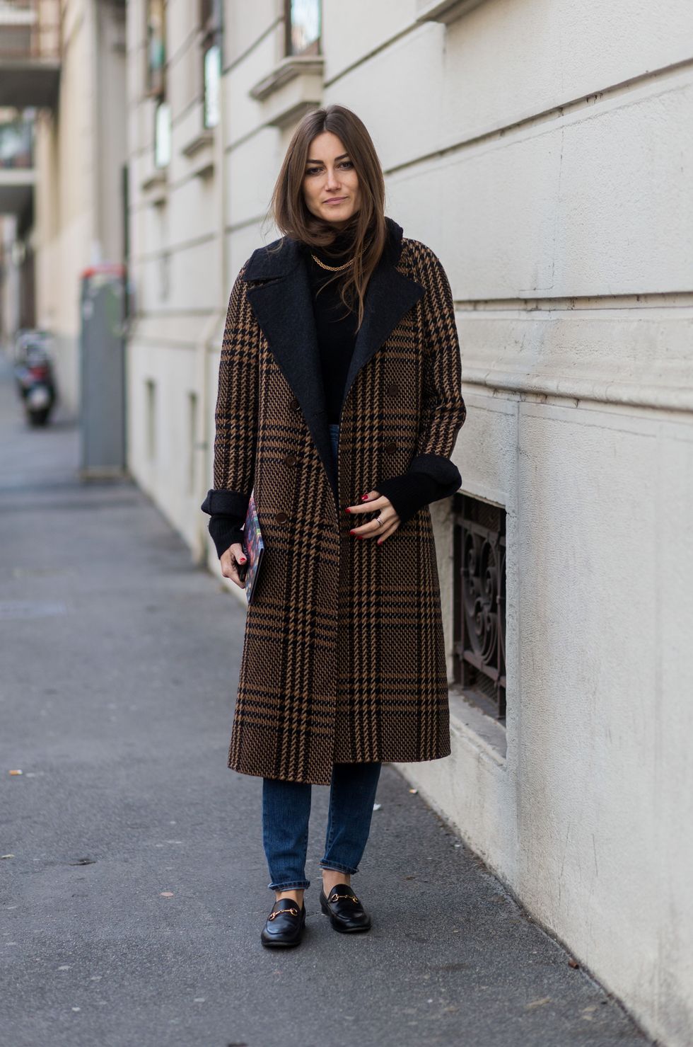 <p>You can't go wrong with a classic black turtleneck and jeans combo for fall, and a menswear-inspired plaid overcoat is the perfect outer layer for cooler days.&nbsp;</p>