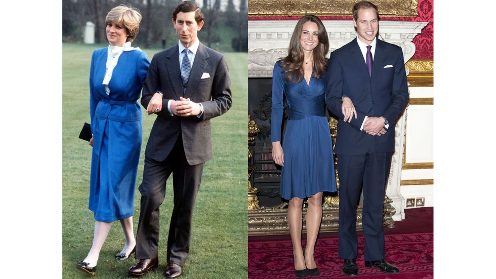 Diana and Charles announce their engagement in February 1981; Kate and William announce their engagement in November 2010.
