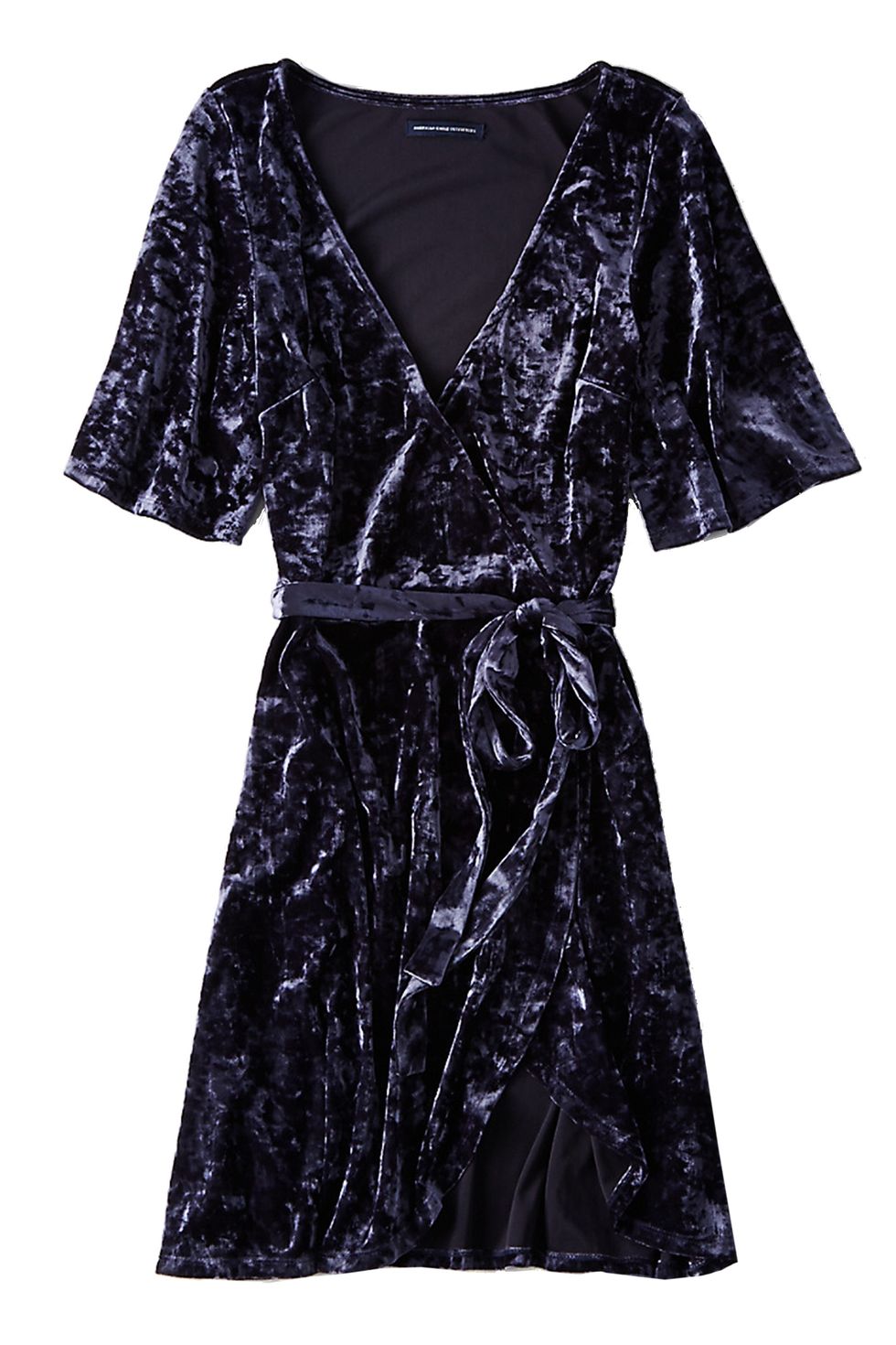 <p>AEO Velvet Tie Dress, $30; <a href="https://www.ae.com/women-aeo-velvet-tie-dress-navy/web/s-prod/0395_1401_410?cm=sUS-cUSD&amp;catId=cat6190040" target="_blank">ae.com</a></p>