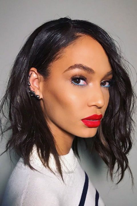 <p>The model paired a matte red lipstick with teal eyeliner on Instagram earlier this year.</p>