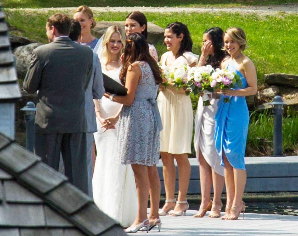 Exclusive... 51752994 &#39;True Detective&#39; actress Rachel McAdams attends her friends wedding as a bridesmaid on May 23, 2015 in Muskoka, Canada. FameFlynet, Inc - Beverly Hills, CA, USA - +1 (818) 307-4813