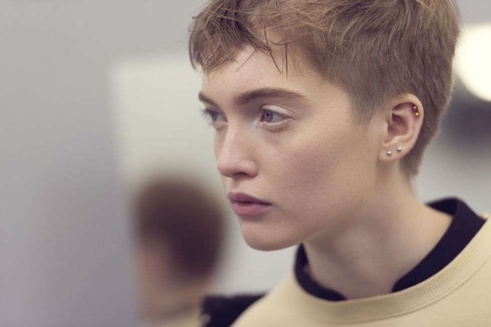 Model backstage at Dior Couture Fashion Week show, Paris 25 January 2017