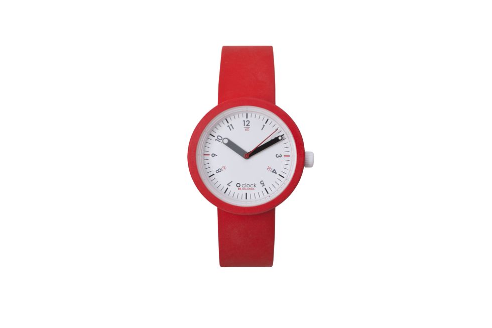Analog watch, Product, Watch, Red, White, Fashion accessory, Style, Glass, Font, Watch accessory, 