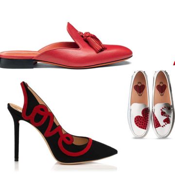Footwear, Red, Carmine, Fashion, Maroon, Tan, Dancing shoe, Material property, Dress shoe, Fashion design, 