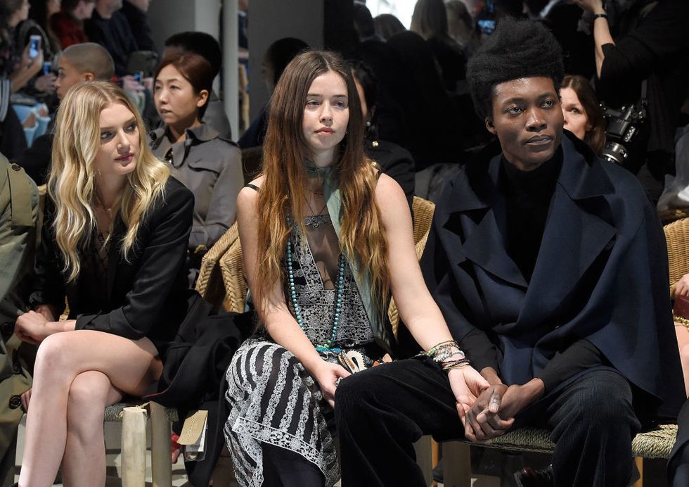 Face, Sitting, Crowd, Audience, Fashion, Long hair, Layered hair, Fashion design, Makeover, Convention, 