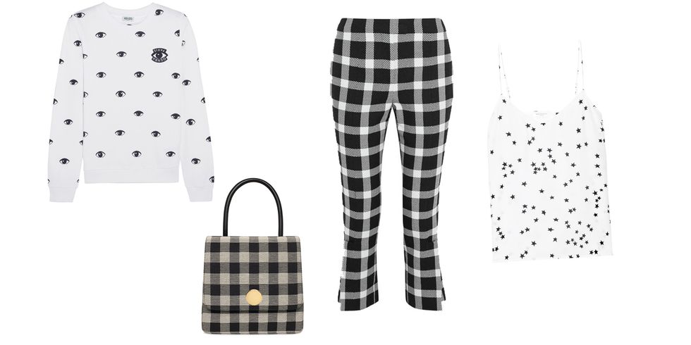 stampe bianco e nero - felpa kenzo, borsa mansur gavriel, pantaloni christopher kane, top equipment