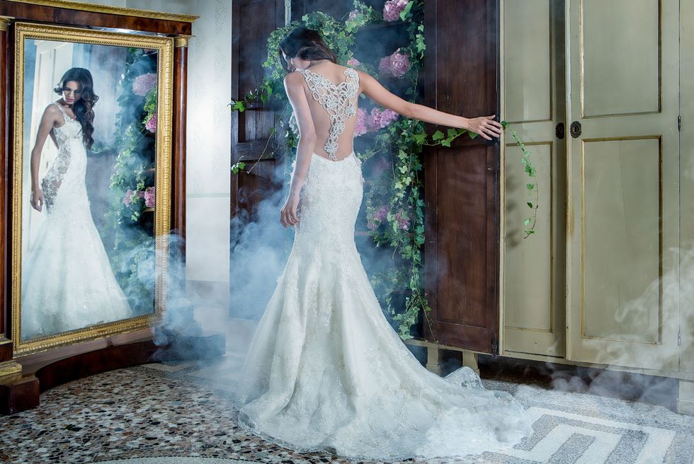 Gown, Wedding dress, Bride, Dress, Clothing, Photograph, Bridal clothing, Shoulder, Bridal party dress, Haute couture, 