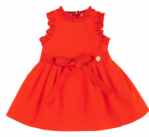 Clothing, Day dress, Dress, Red, Orange, Cocktail dress, Sleeve, One-piece garment, A-line, 