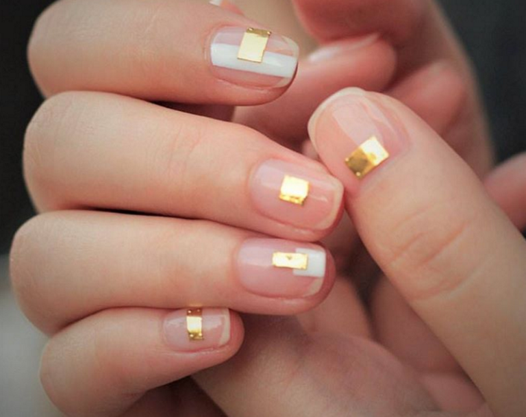 Gold rectangle nails 23 February 2017