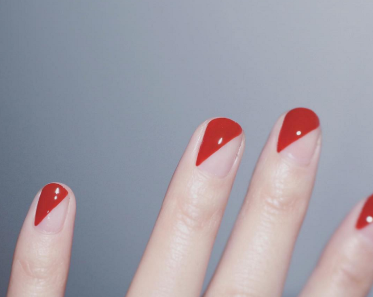 Red triangle graphic nails 23 February 2017