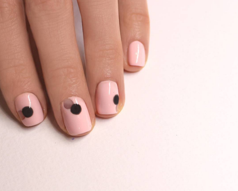 Pink polkadot watermark nails, 23 February 2017