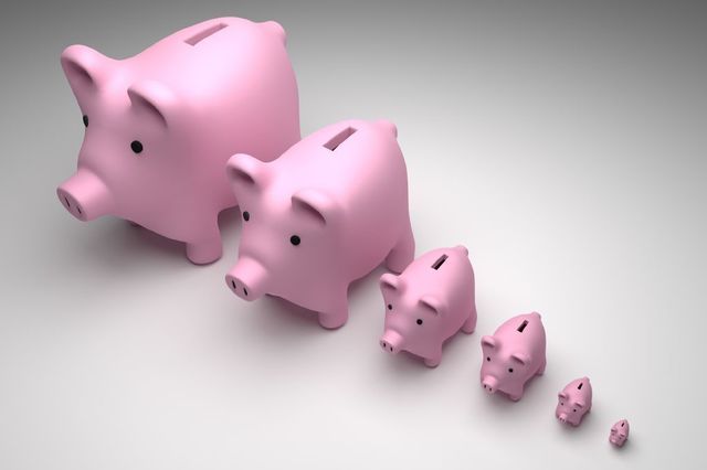 Pink, Domestic pig, Piggy bank, Saving, Suidae, Animal figure, Snout, Money handling, Livestock, 