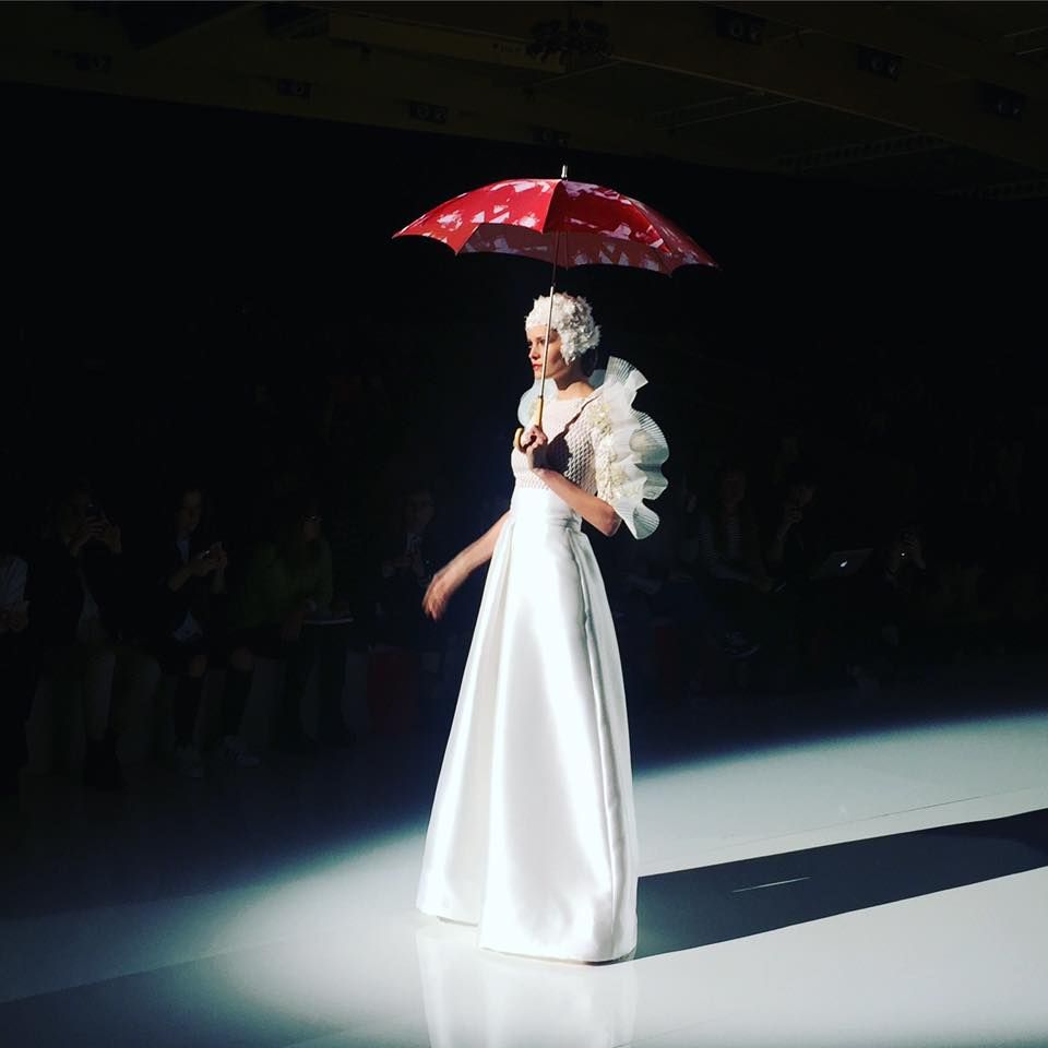 Umbrella, Trousers, Coat, Dress, Outerwear, Formal wear, Fashion, Gown, Costume design, Stage, 