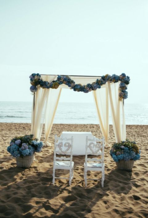 Blue, Photograph, Chair, Furniture, Yellow, Table, Ceremony, Beach, Architecture, Sea, 