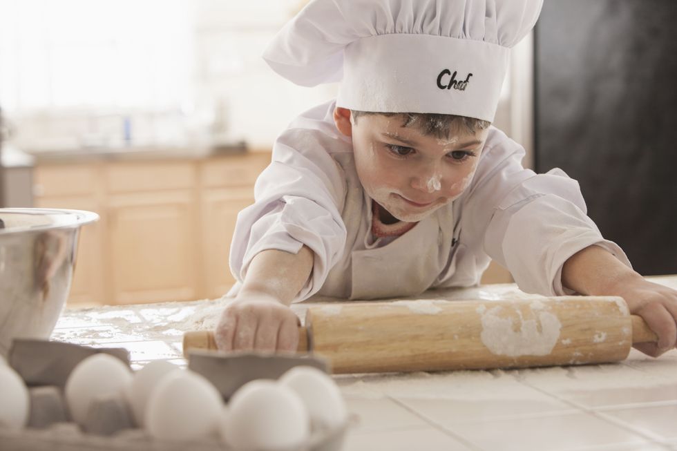 Cook, Child, Baking, Chef, Rolling pin, Baker, Dough, Cooking, Food, Baby, 