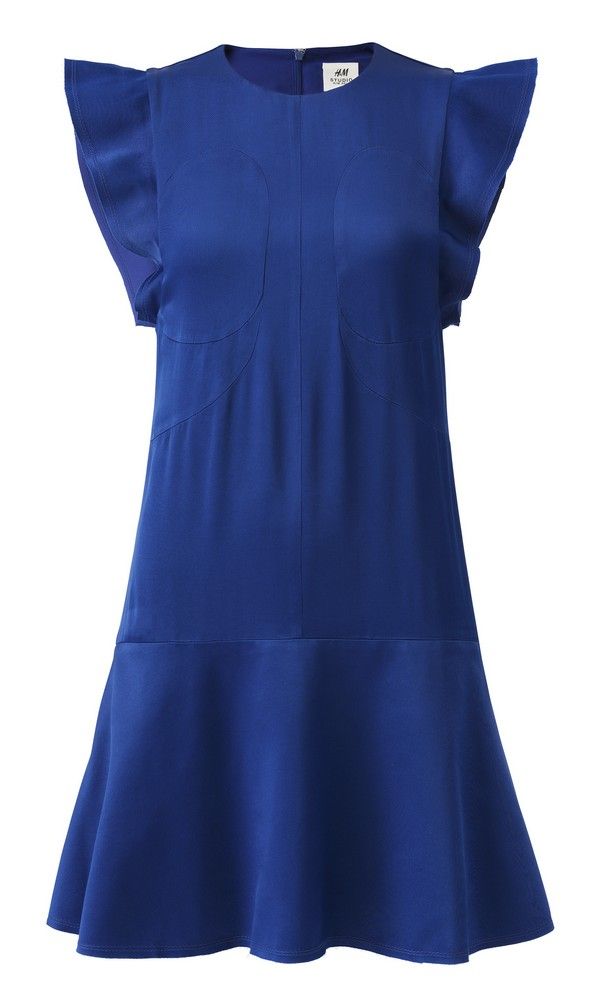 Clothing, Cobalt blue, Blue, Day dress, Dress, Electric blue, Sleeve, Cocktail dress, Ruffle, Textile, 
