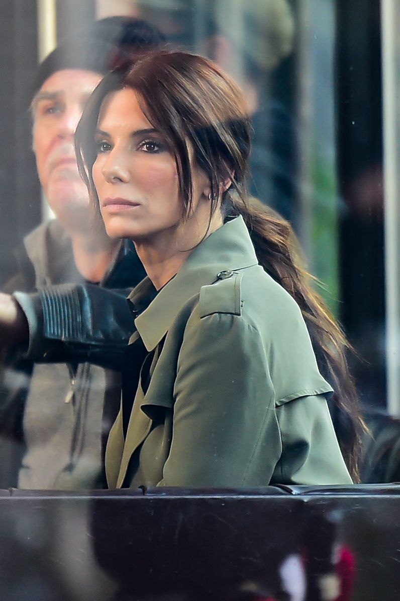 NEW YORK, NY - OCTOBER 24:  Actress Sandra Bullock is  seen on the set of 'Ocean's Eight' on October 24, 2016 in New York City.  (Photo by Raymond Hall/GC Images)