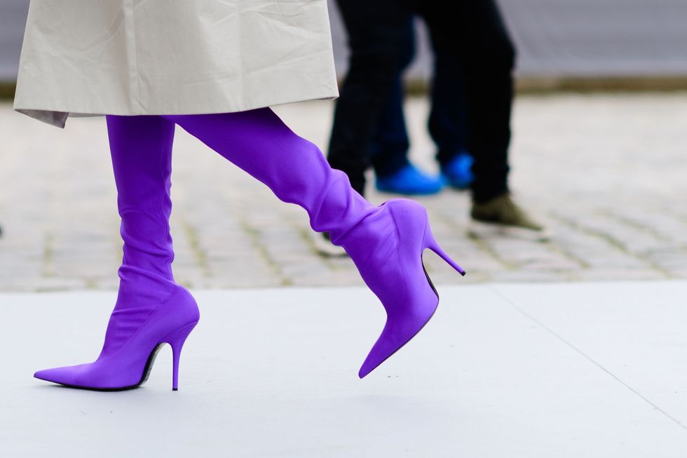 Purple, Violet, Footwear, High heels, Pink, Leg, Fashion, Shoe, Human leg, Electric blue, 