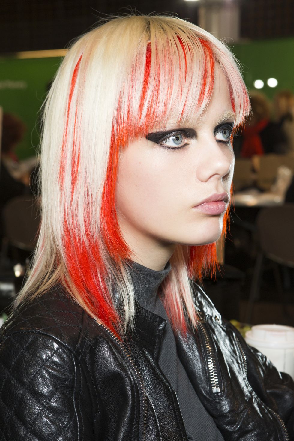 Hair, Hairstyle, Face, Hair coloring, Red, Eyebrow, Blond, Chin, Cool, Pink, 