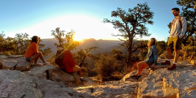 People in nature, Wilderness, Tree, Sky, Photography, Rock, Sunlight, Adaptation, Landscape, Recreation, 