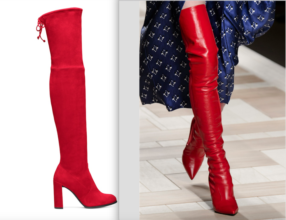 Footwear, Red, Boot, Thigh, Leg, High heels, Knee-high boot, Knee, Riding boot, Joint, 