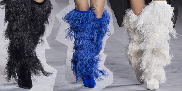 Blue, Fur, Electric blue, Fashion, Cobalt blue, Leg, Footwear, Textile, Wool, Long hair, 