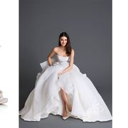 Dress, White, Gown, Clothing, Wedding dress, Fashion model, Bridal clothing, Shoulder, Fashion, Footwear, 