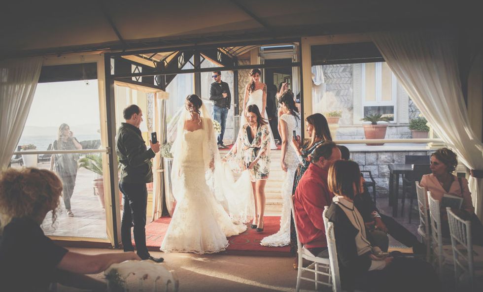 Photograph, Ceremony, Bride, Dress, Wedding, Wedding dress, Event, Gown, Bridal clothing, Wedding reception, 