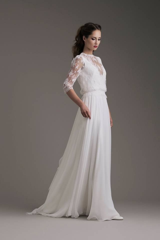 Gown, Clothing, Fashion model, Dress, Wedding dress, Shoulder, Bridal party dress, White, Bridal clothing, A-line, 