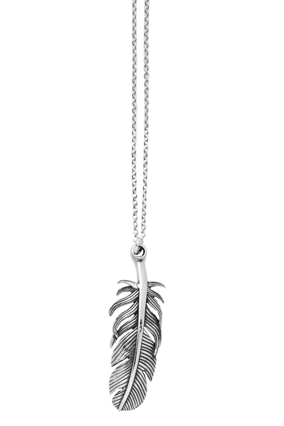 Pendant, Body jewelry, Jewellery, Necklace, Fashion accessory, Chain, Leaf, Locket, Feather, Silver, 