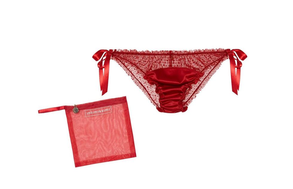 Red, Clothing, Undergarment, Lingerie, Briefs, Bikini, Swimsuit bottom, Swimwear, 