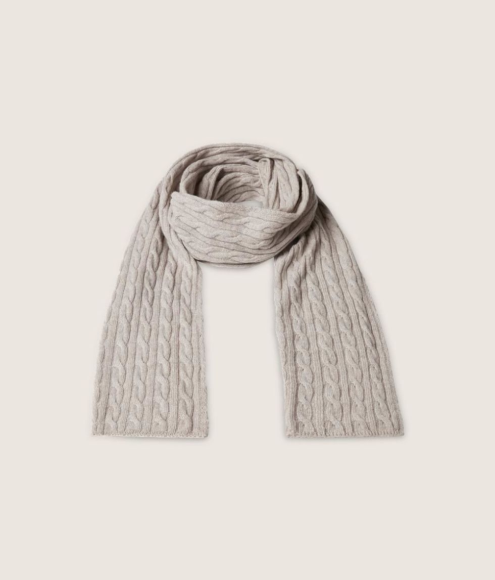 Scarf, Stole, Clothing, Wool, Beige, Shawl, Fashion accessory, Font, Pattern, Thread, 