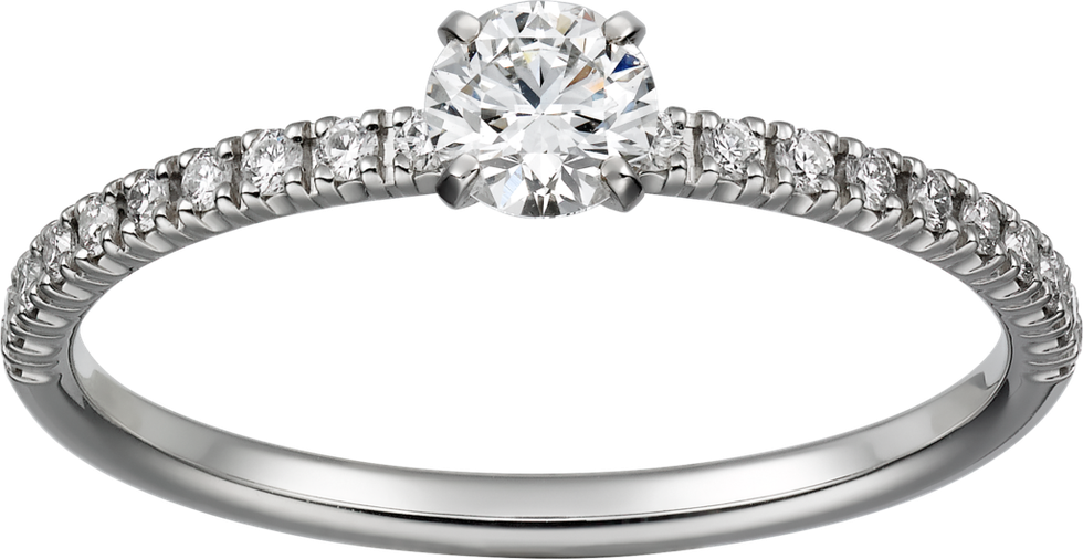 Ring, Engagement ring, Jewellery, Pre-engagement ring, Diamond, Body jewelry, Platinum, Fashion accessory, Metal, Gemstone, 