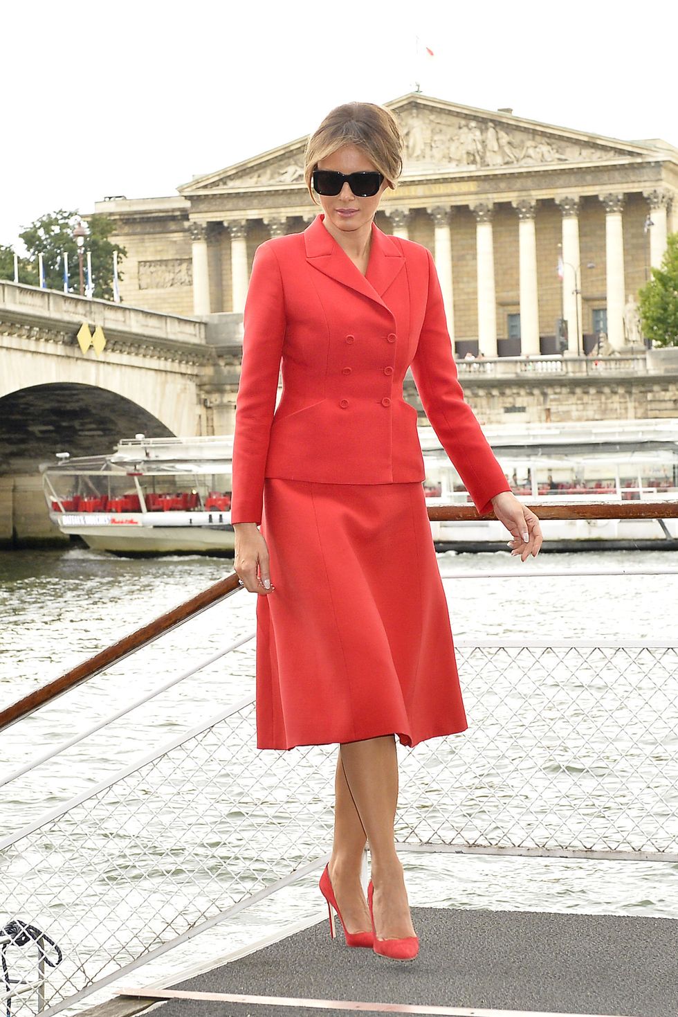 Clothing, Red, Street fashion, Coat, Trench coat, Fashion, Dress, Standing, Pink, Outerwear, 